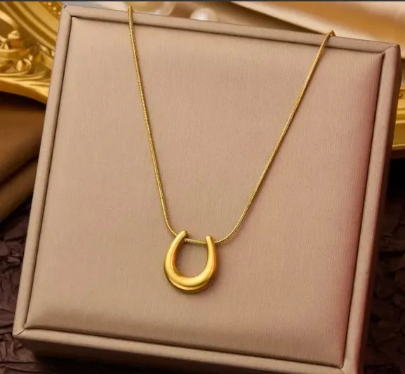 Horseshoe Pendant Stainless Steel PVD Coated Necklace