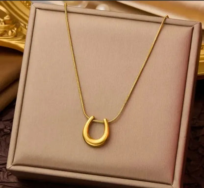 Horseshoe Pendant Stainless Steel PVD Coated Necklace
