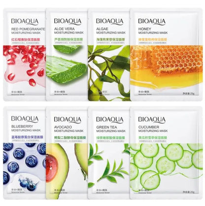Pack of 10 Fruit Plant Extract Moisturizing Brighten Facial Sheet MaskS Hydrating, Radiance Boost, Calming, Skin Care Sheet Masks