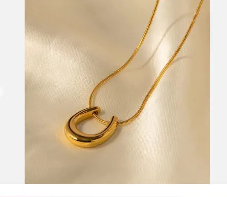 Horseshoe Pendant Stainless Steel PVD Coated Necklace