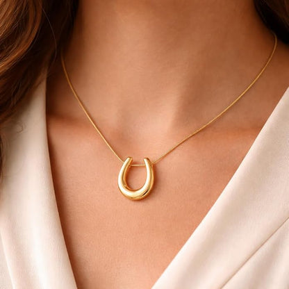 Horseshoe Pendant Stainless Steel PVD Coated Necklace