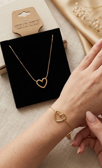 Heart Glow Duo Pendant and Bracelet Set