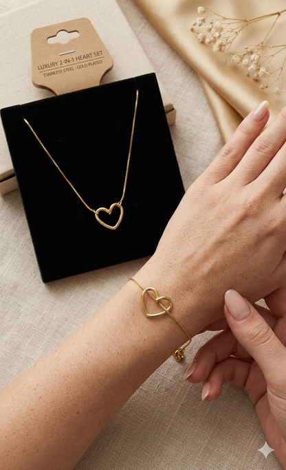 Heart Glow Duo Pendant and Bracelet Set