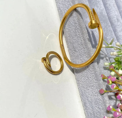 Stainless Steel Nail Bangle+ Ring