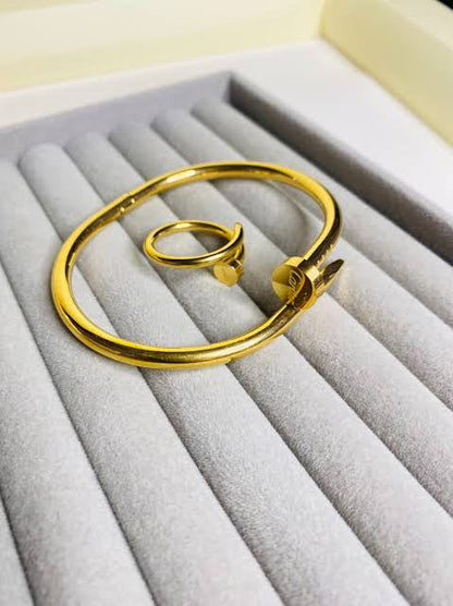 Stainless Steel Nail Bangle+ Ring