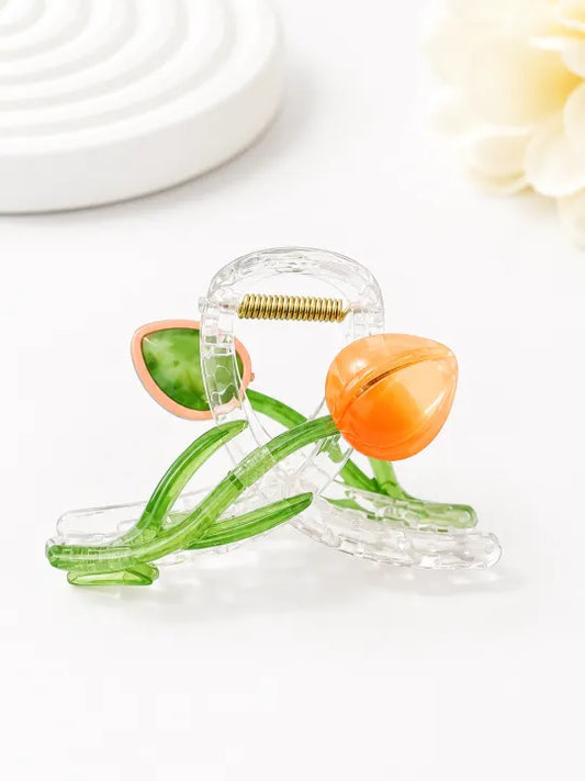 Cute Tulip Flower Hair Claw Clip for Women & Girls | Transparent Acrylic Hair Clip | Korean Style Hair Accessories