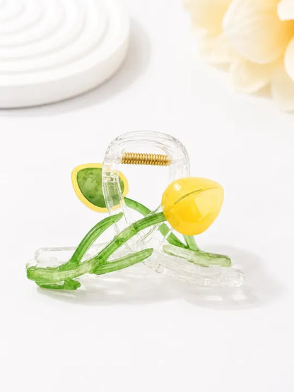 Cute Tulip Flower Hair Claw Clip for Women & Girls | Transparent Acrylic Hair Clip | Korean Style Hair Accessories