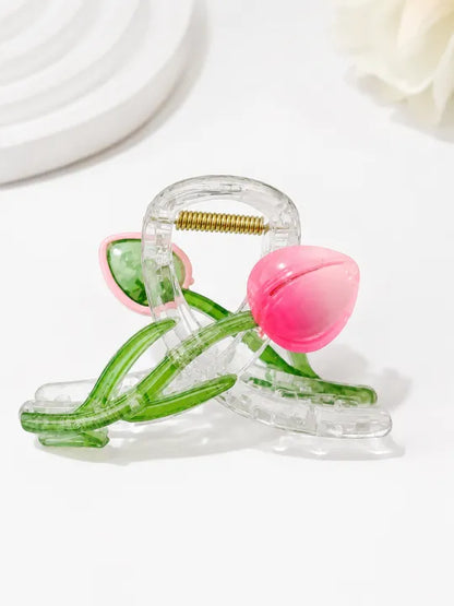 Cute Tulip Flower Hair Claw Clip for Women & Girls | Transparent Acrylic Hair Clip | Korean Style Hair Accessories