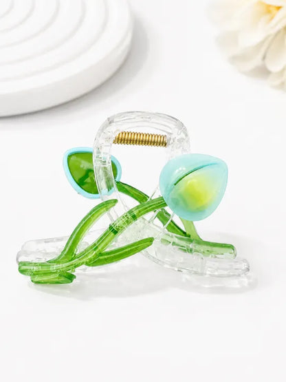 Cute Tulip Flower Hair Claw Clip for Women & Girls | Transparent Acrylic Hair Clip | Korean Style Hair Accessories