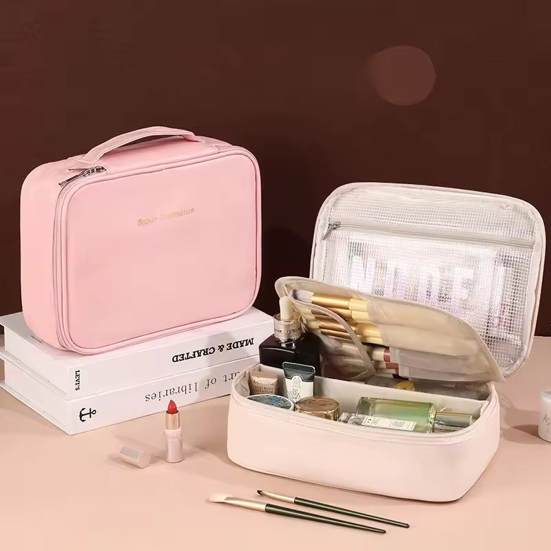 Partition Travel Makeup Bag – Portable Cosmetic Organizer