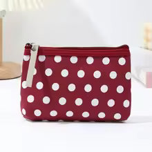Small Canvas Dot Makeup Bag – Portable Cosmetic & Skincare Organizer Korean Style