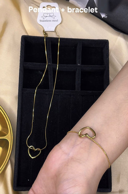 Heart Glow Duo Pendant and Bracelet Set