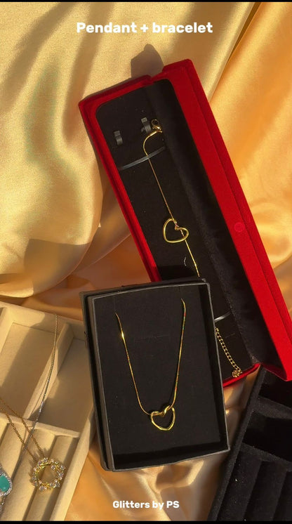 Heart Glow Duo Pendant and Bracelet Set