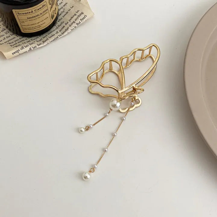 Korean Bowknot Claw Clips Pearl Pendant Hair Accessories