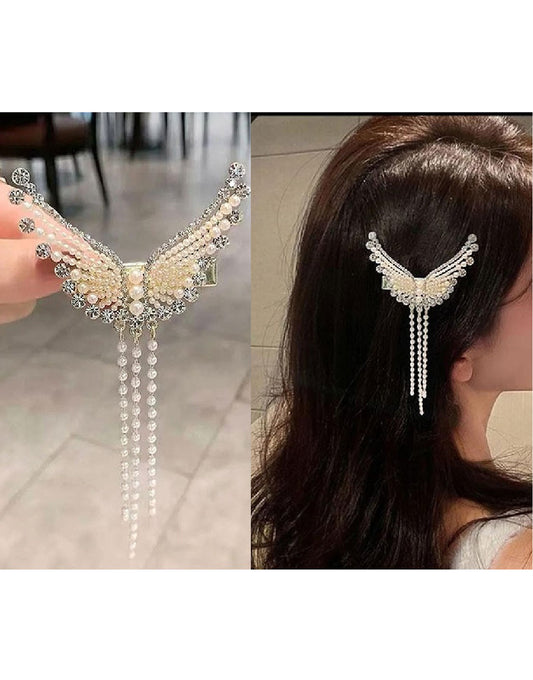 Rhinestone Pearl Angel Wings Design Headdress Hair Clip Regular price