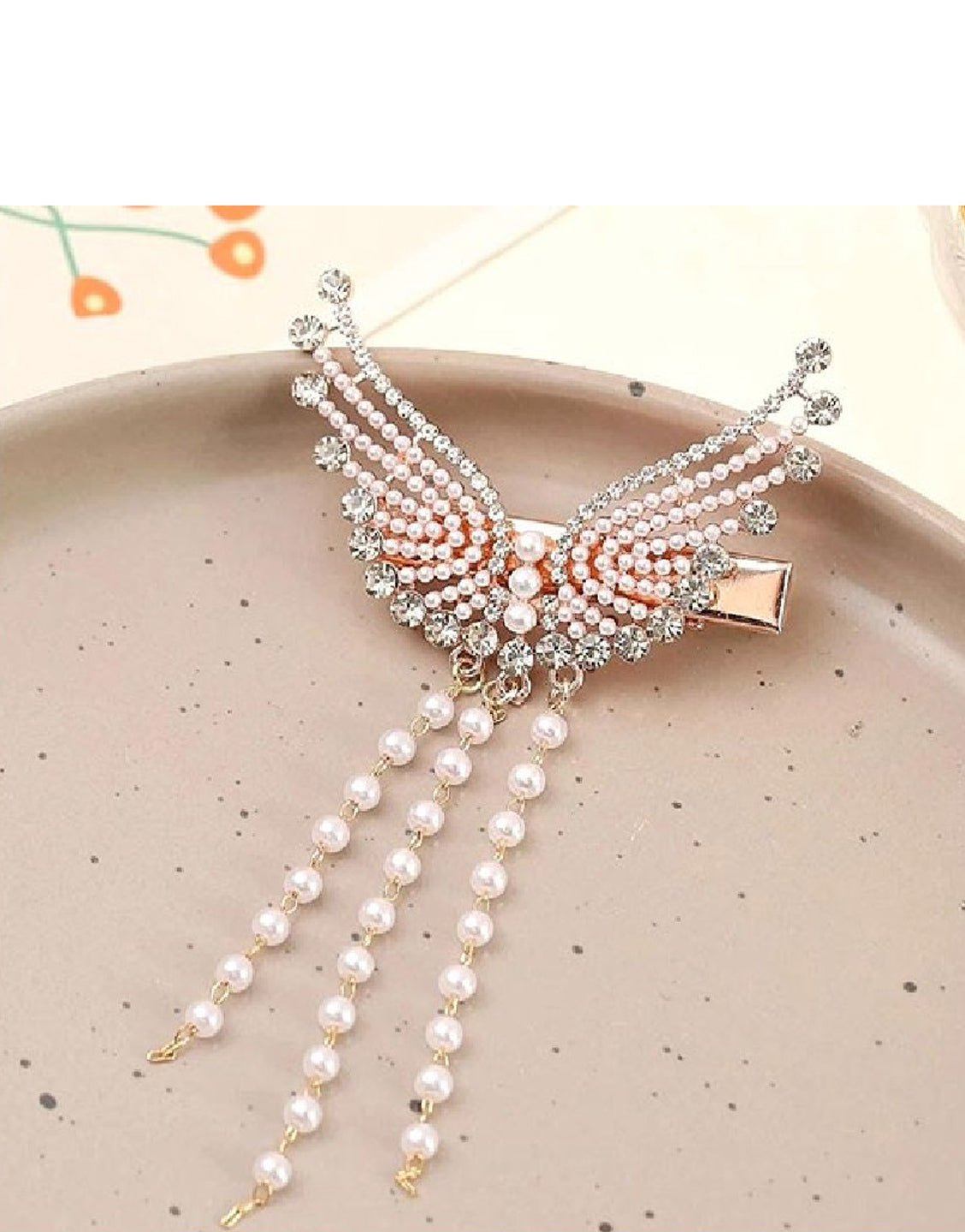 Rhinestone Pearl Angel Wings Design Headdress Hair Clip Regular price