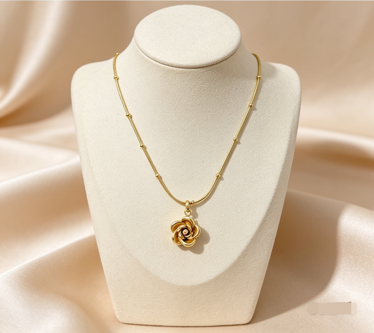 Gold Rose Pendant Necklace
